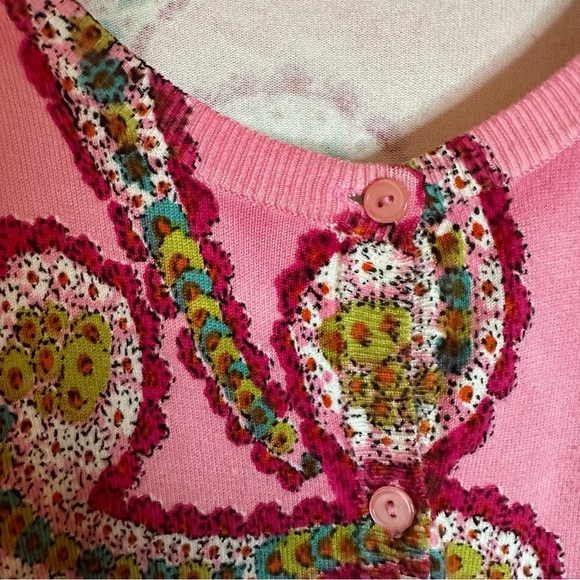 Joseph A Women M Pink Cardigan Sweater Cottagecore Barbiecore Fairy 3/4 Sleeve - Picture 4 of 8